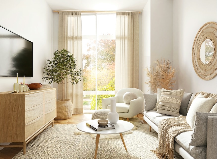 light living room with large window
