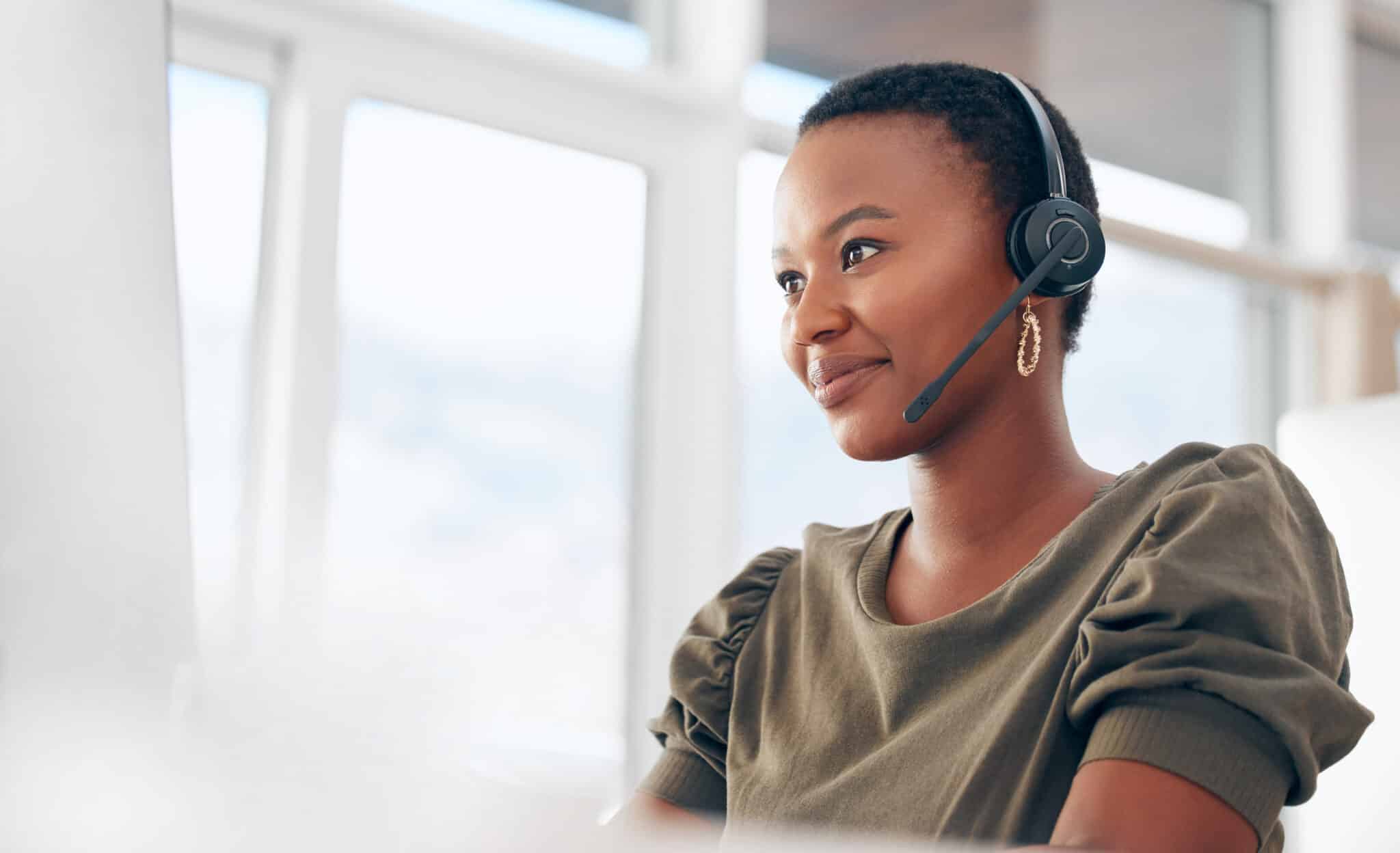 woman with headset