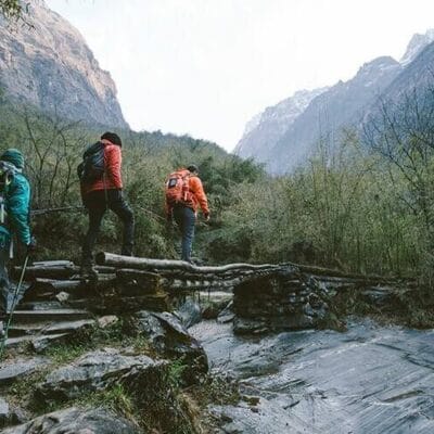 3 people hiking